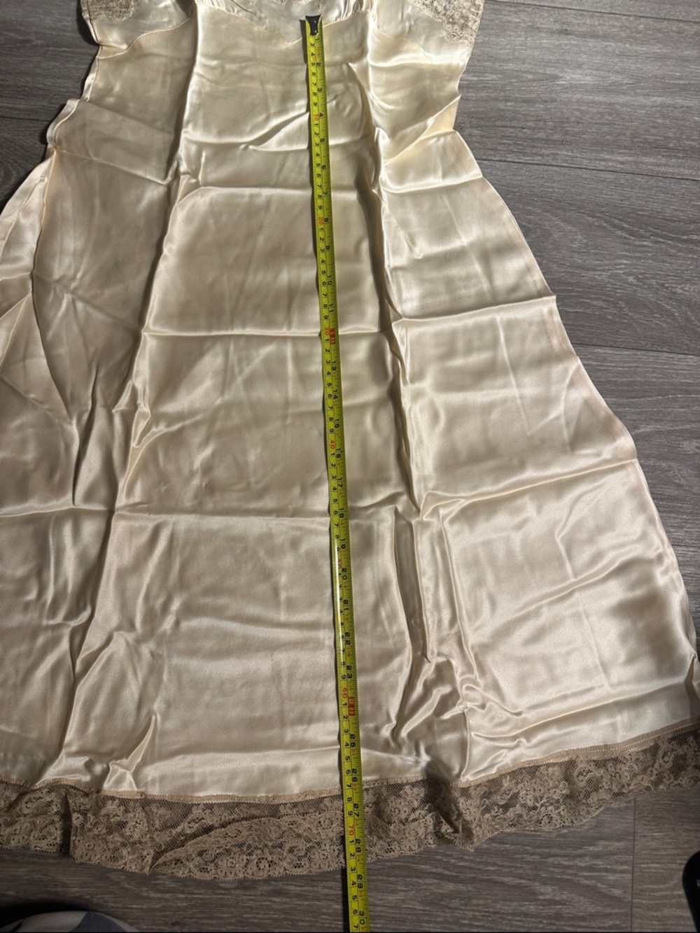Vintage Silky Lace-Trim Slip Chemise in Cream by Fischer Lingerie - Picture 11 of 13